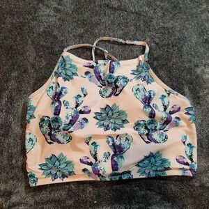 Cupshe Succulent And Cactus Crop Top Bikini Top Beach Coastal Womens L